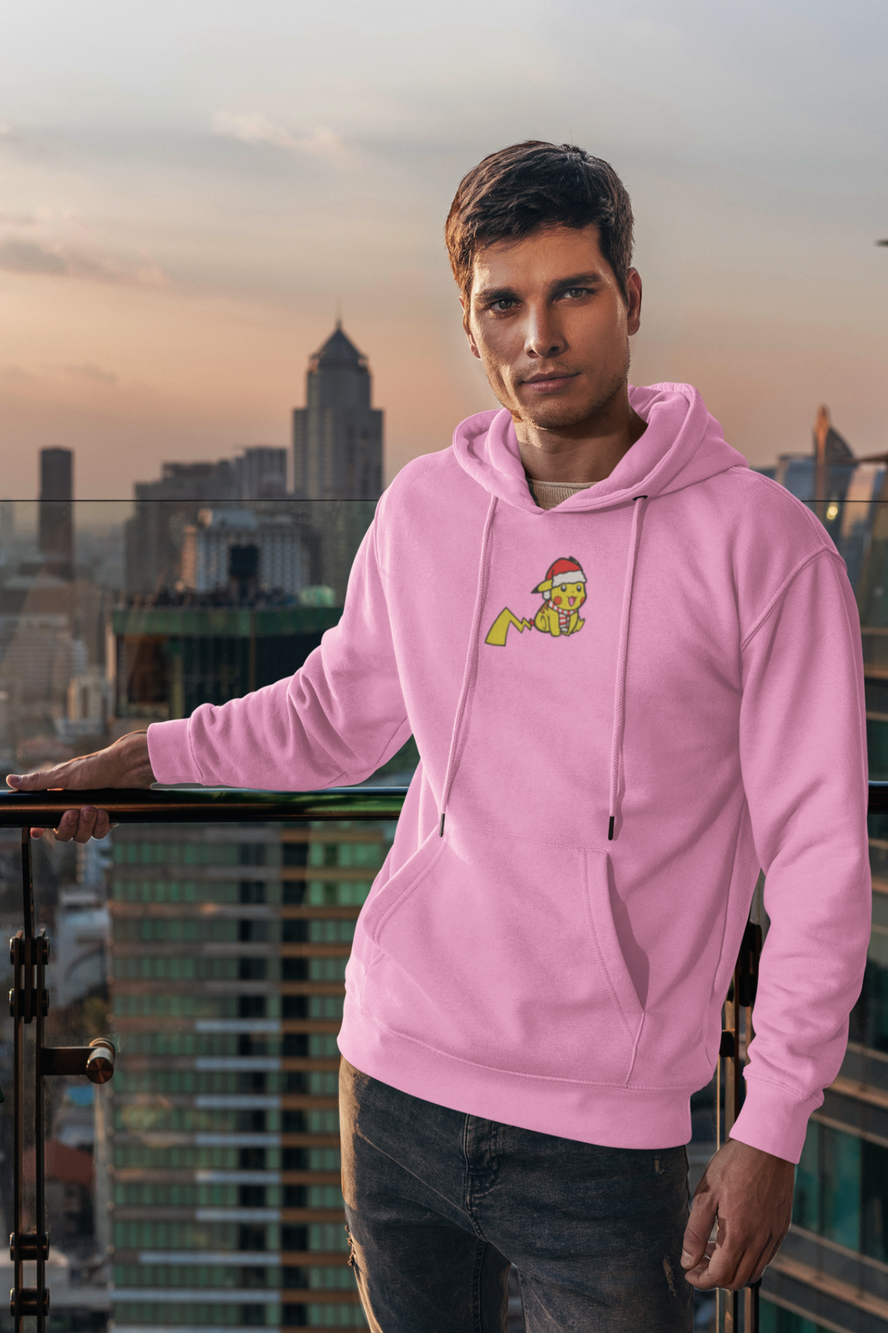 Pikachu Santa Hat Embroidered Hoodie